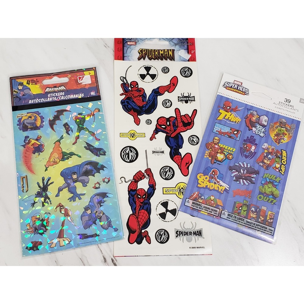 NEW LOT - Sandylion & American Greeting Batman stickers Spiderman Prismatic vtg